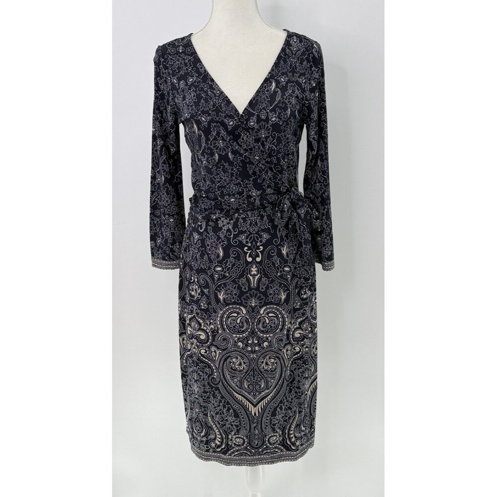 Ann Taylor Navy and White Long Sleeve Dress